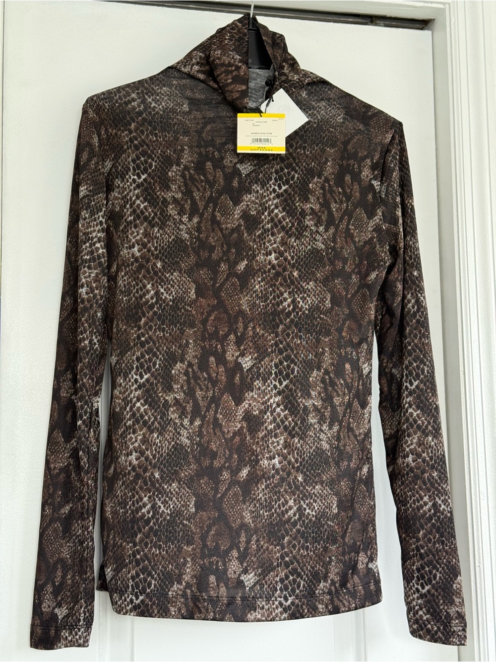 Anne Klein Brown and Black Snake Print Long Sleeve Top